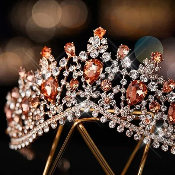 NEW Sparkling Bling Crystal Rhinestone Tiara Necklace Set: Ruby Red + FR… - Picture 5 of 16